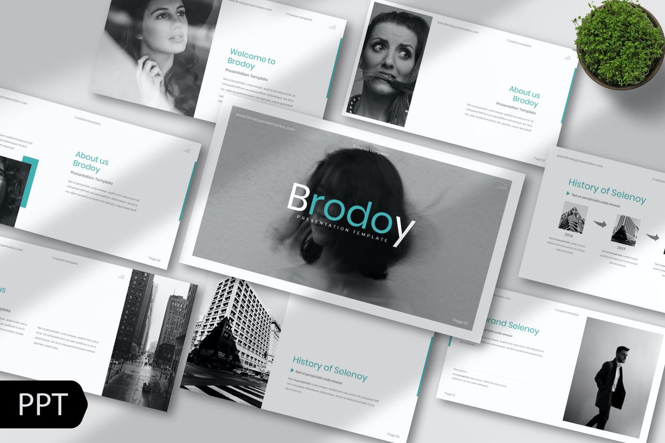 现代销售创意极简主义PPT模板