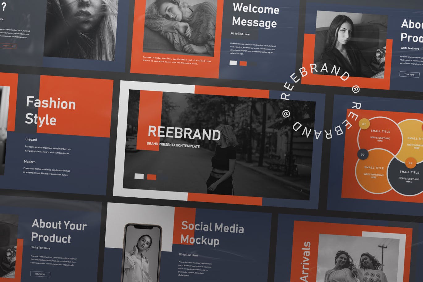 橙色品牌时尚创意PPT模板下载