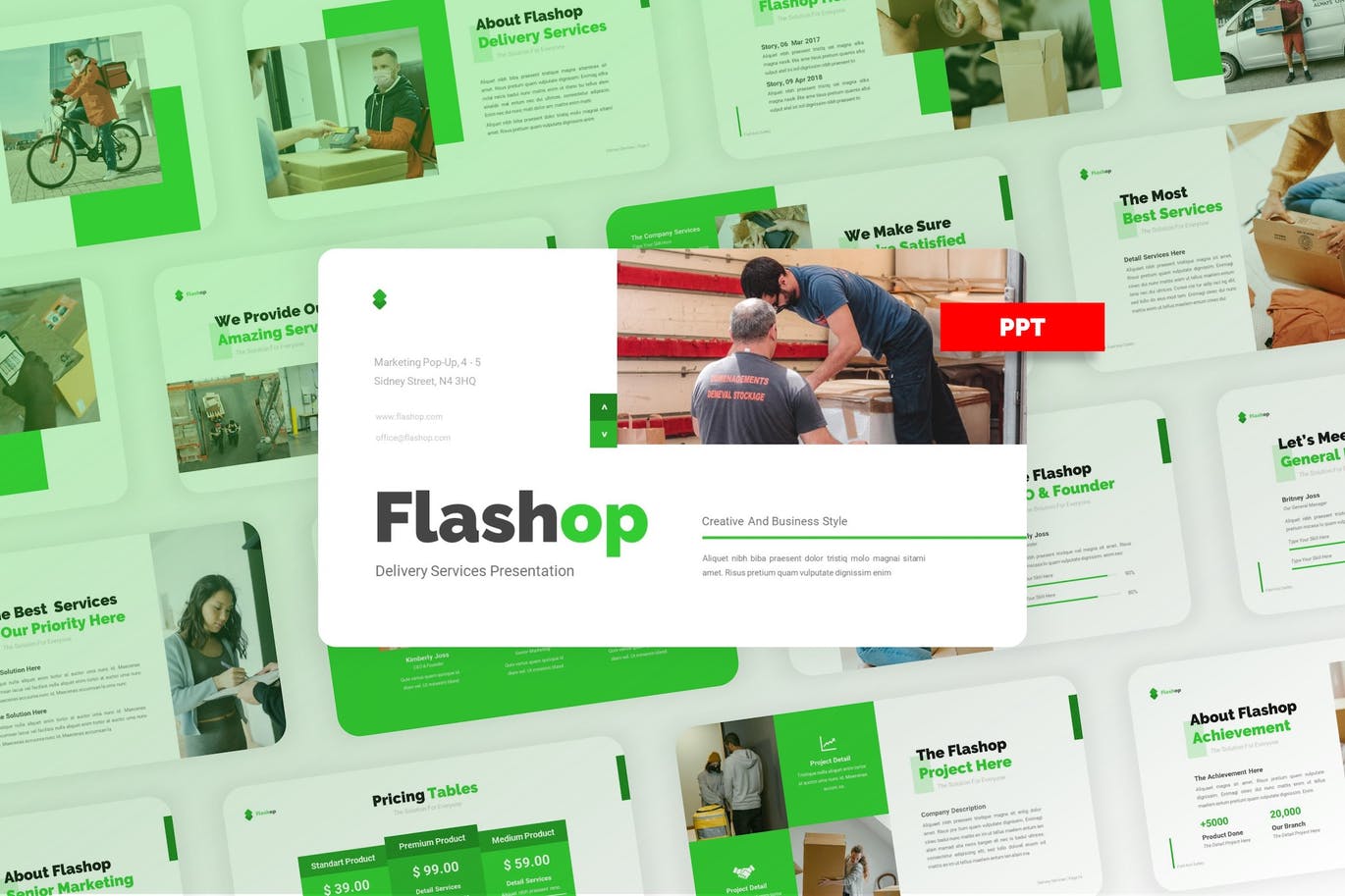 绿色物流外卖骑手业务介绍PPT模板