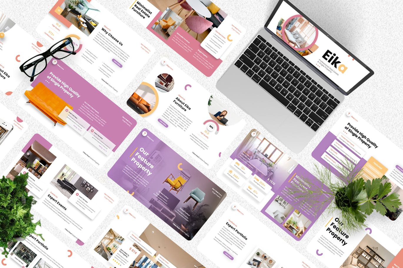 粉色现代房地产ppt模板