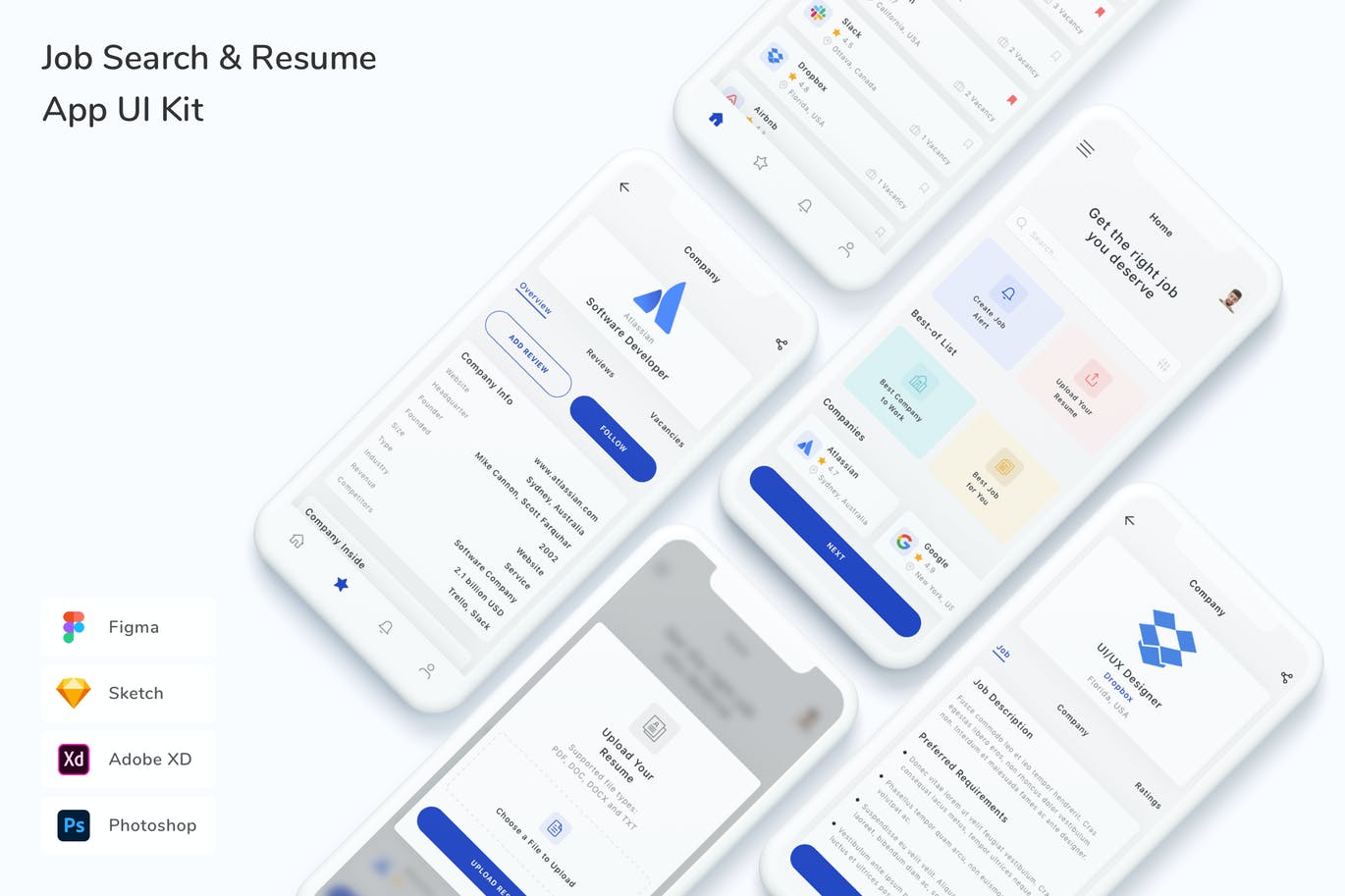 求职和简历应用程序App UI Kit