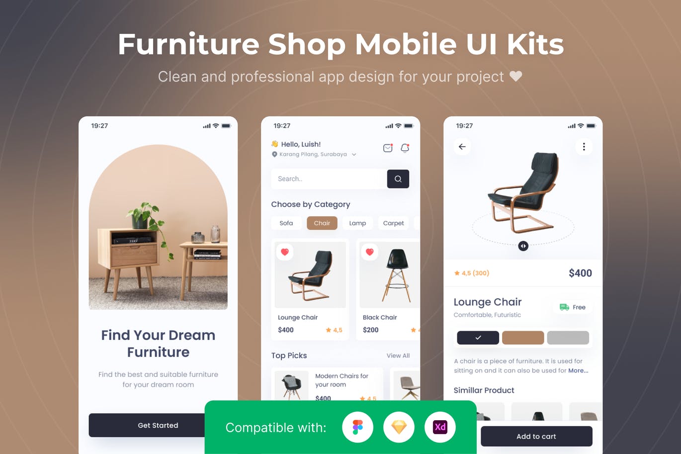 家具店 App UI Kits