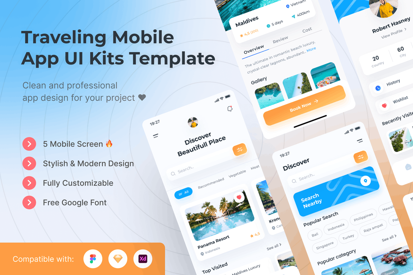 旅行管理 App UI Kits