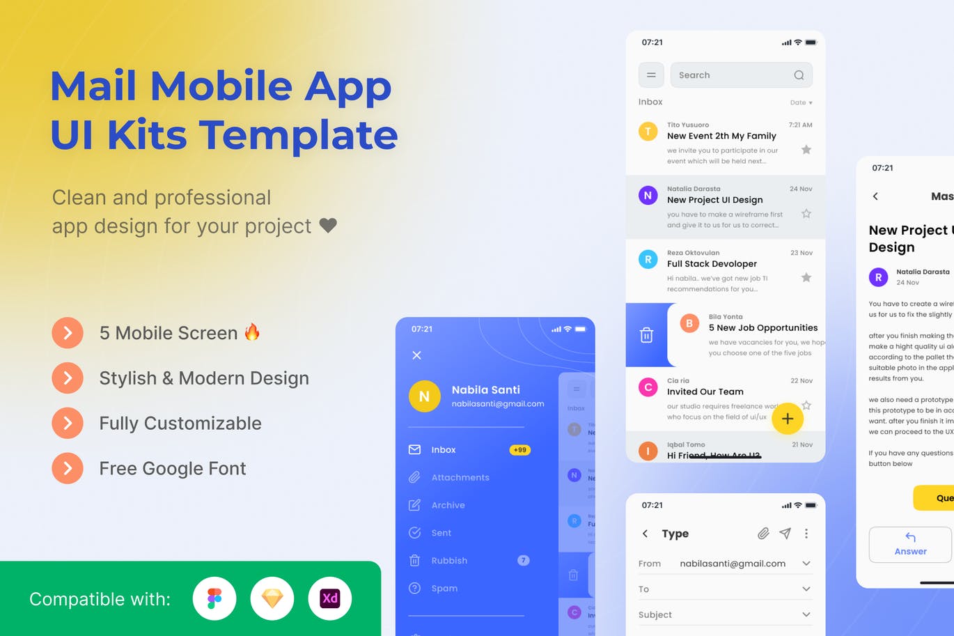 邮件客户端 App UI Kits