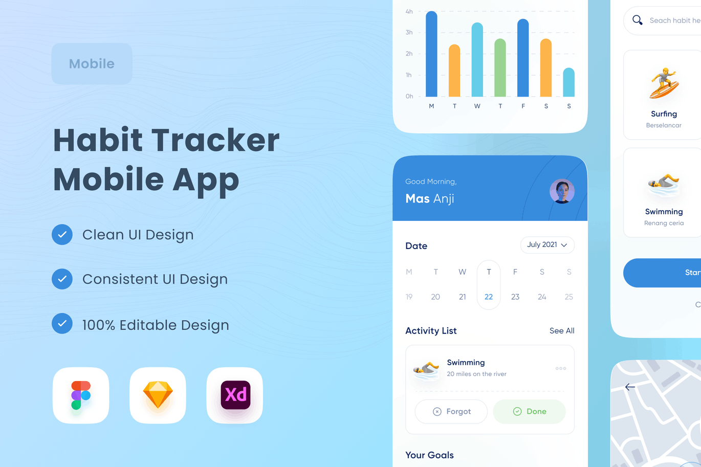 习惯跟踪 App UI Kit