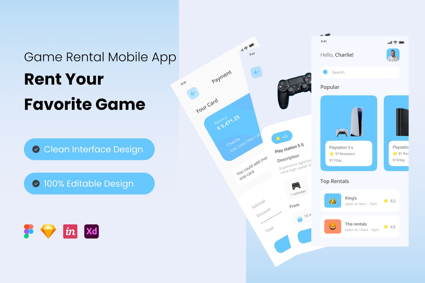 游戏出租租赁管理App UI Kit
