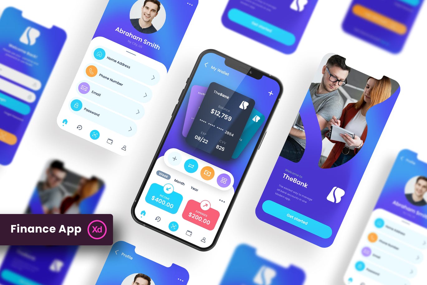 高品质的财务电子钱包APP UI KITS