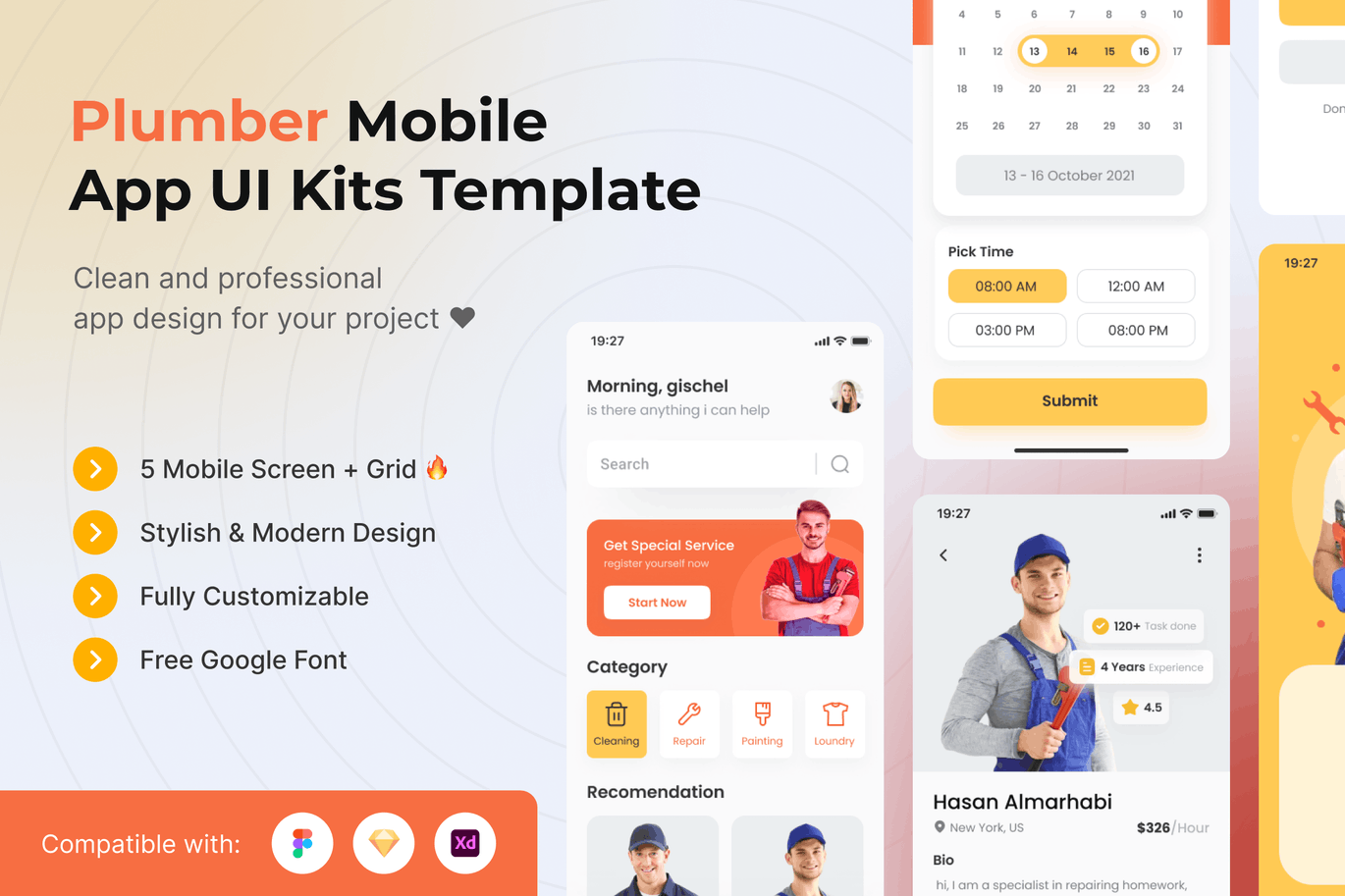 管道维修家政服务App UI Kits