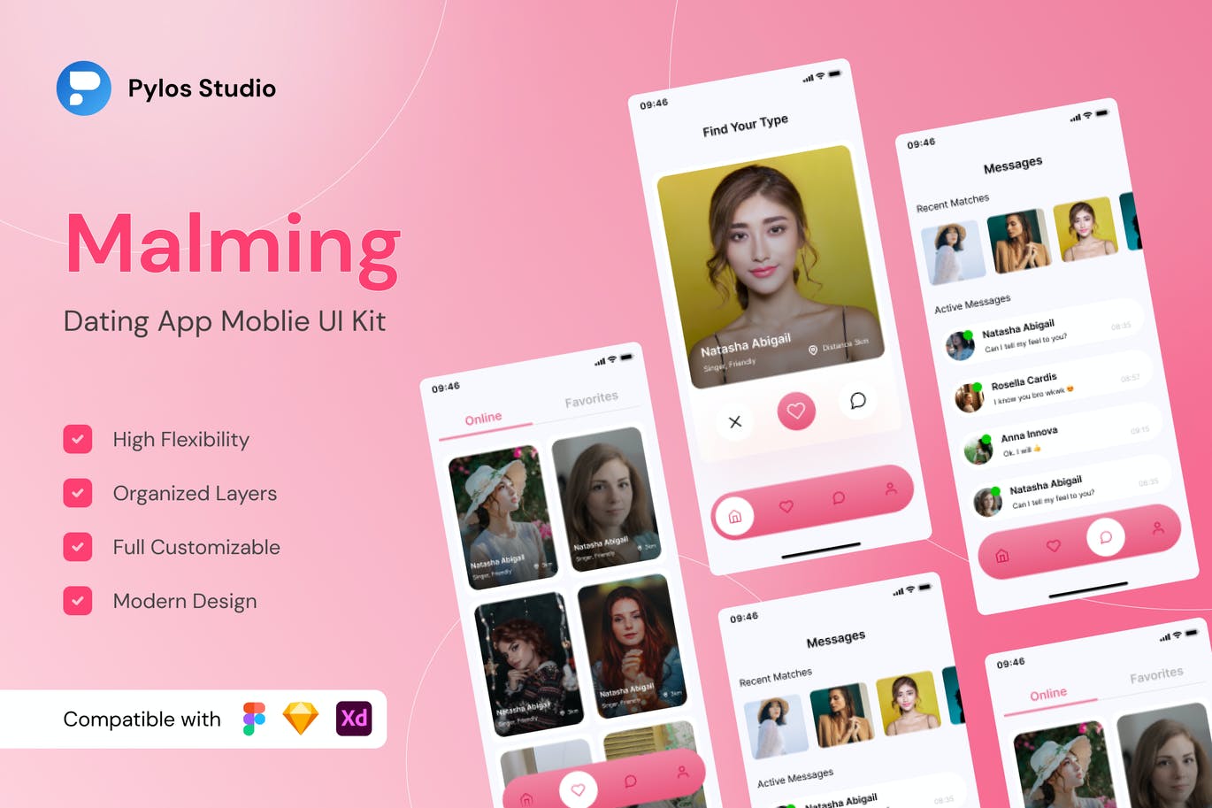 约会交友手机应用程序用户界面套件APP UI  KITs