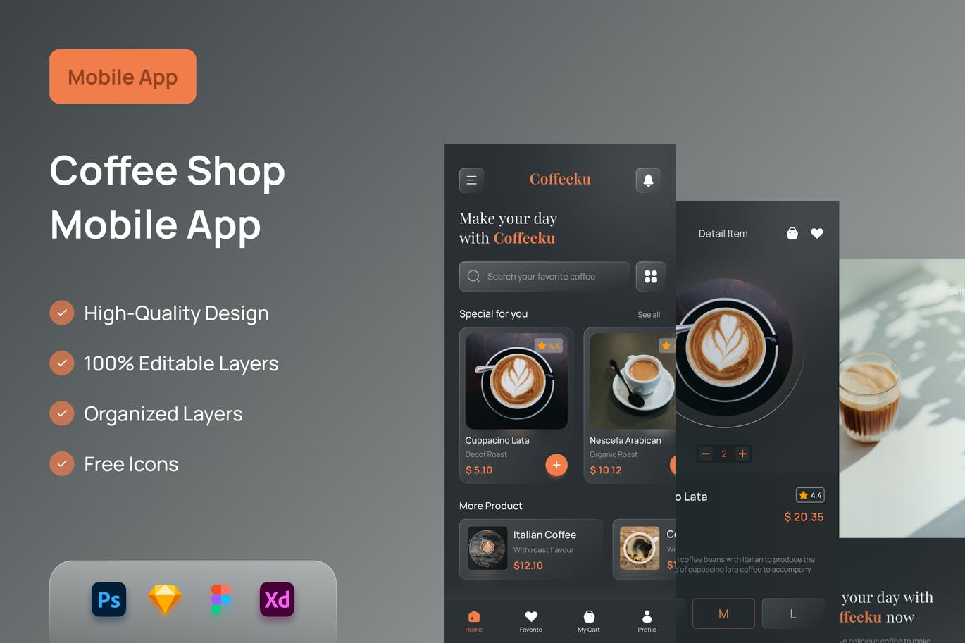 咖啡厅移动应用程序-APP UI KIT