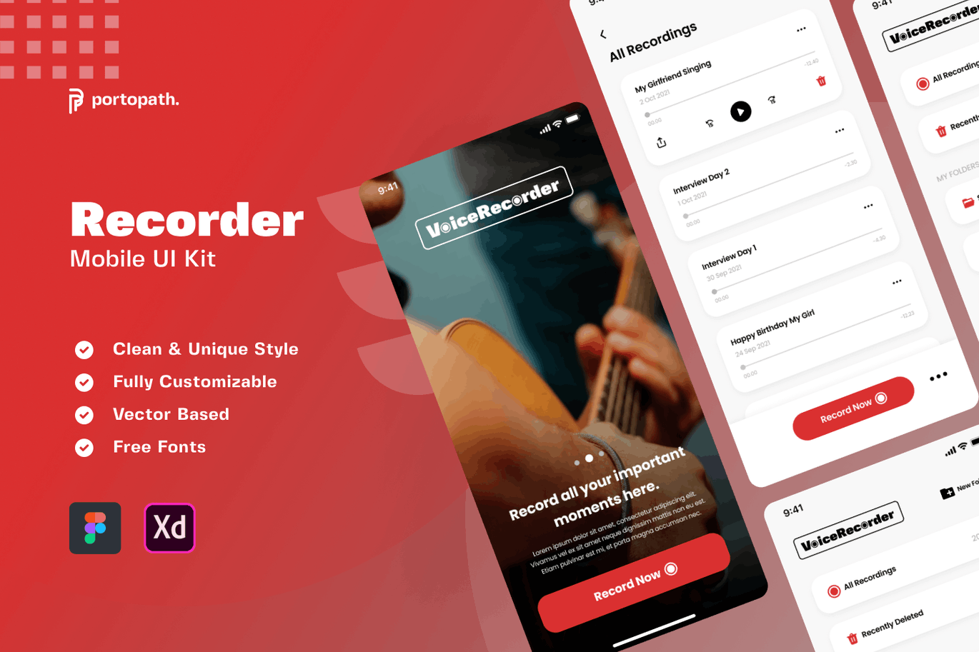 语音记录器移动应用程序APP UI KIT