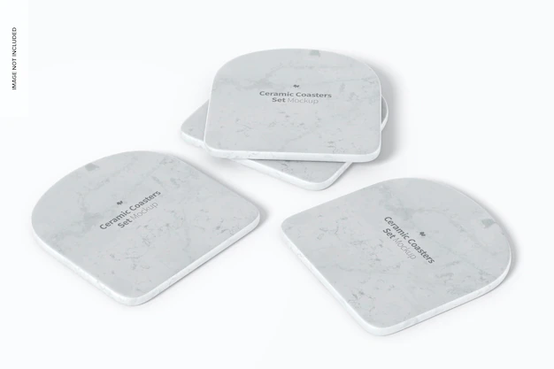 陶瓷杯垫设计透视图样机[psd]