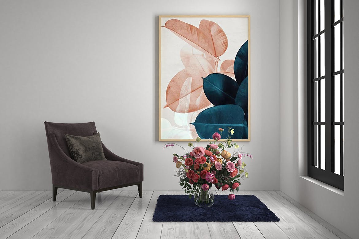 室内场景图片艺术展示框架样机模板