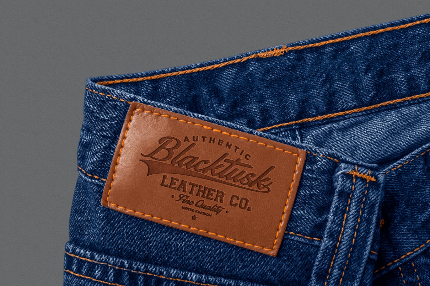 牛仔裤皮革标签品牌设计样机