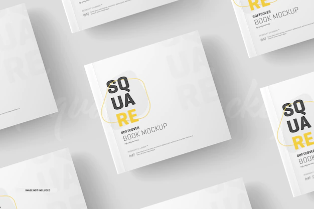 方形软皮书封面设计样机模板[psd]