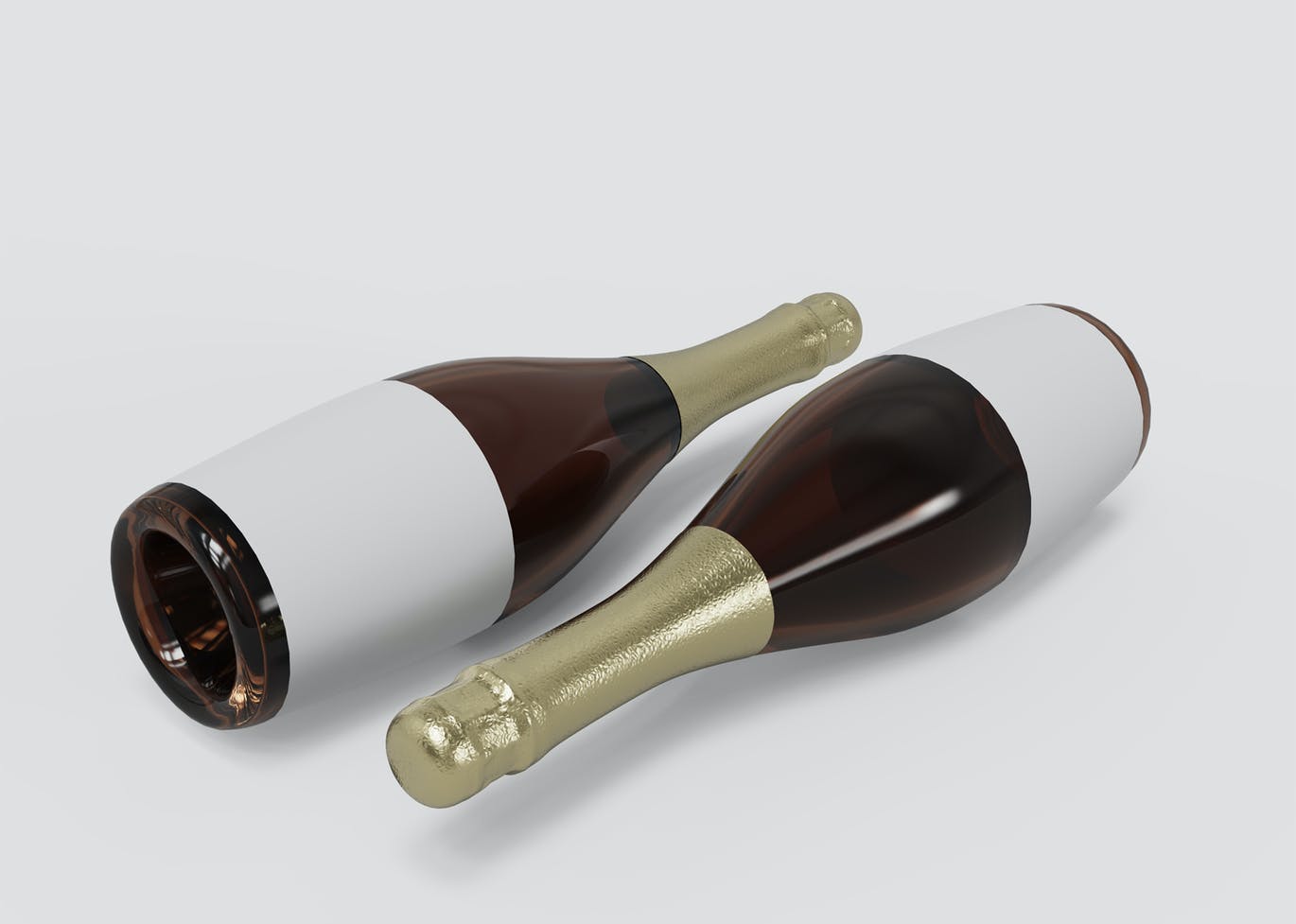 两个香槟酒瓶包装设计样机