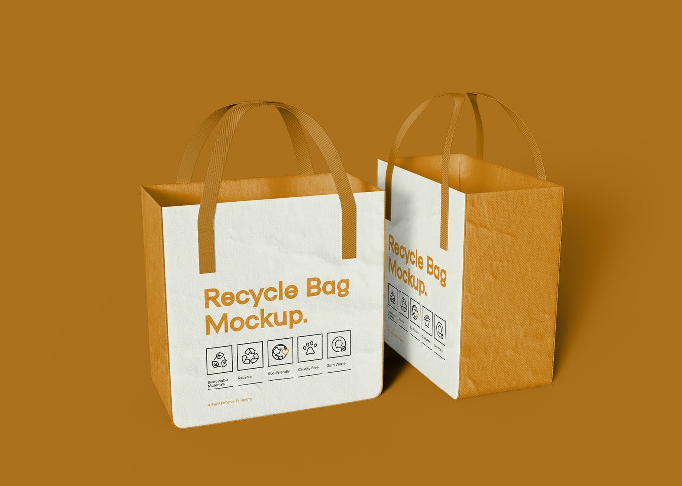 高品质的时尚高端手提袋购物袋无纺布袋VI设计样机展示模型mockups