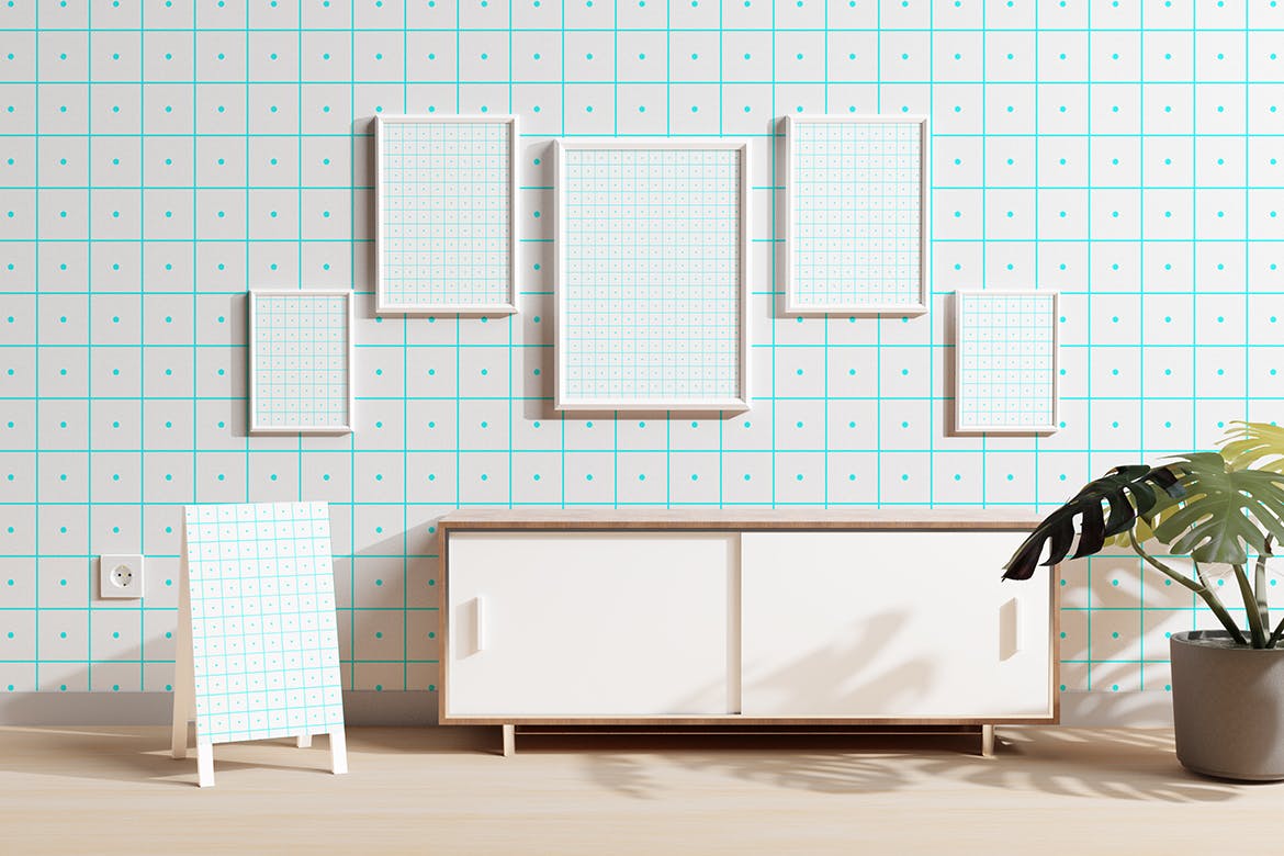 极简主义多尺寸画框框架样机