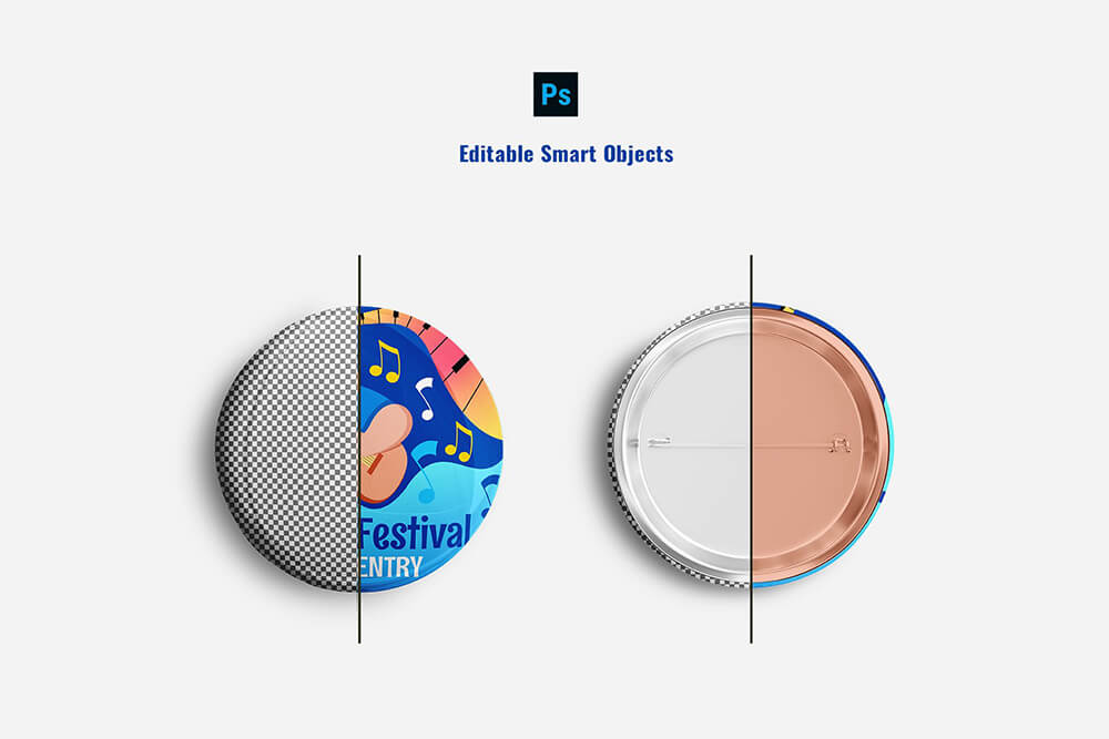 光泽圆形别针徽章设计样机