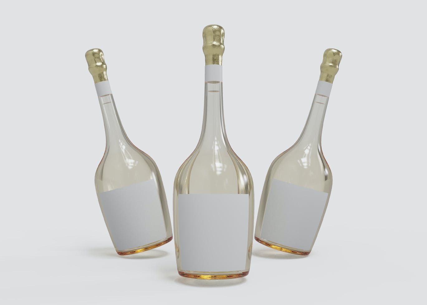 三个香槟瓶漂浮样机