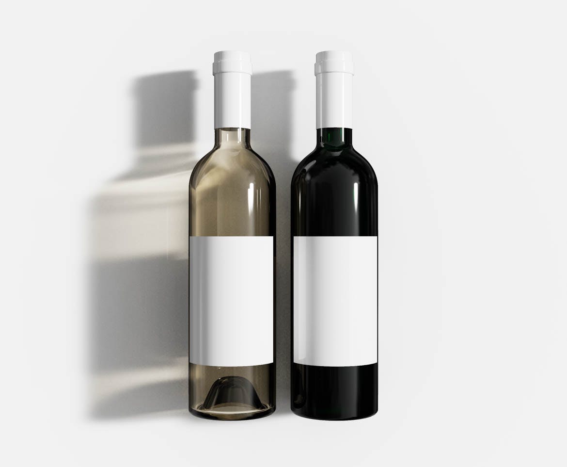 红白葡萄酒瓶品牌标签设计样机