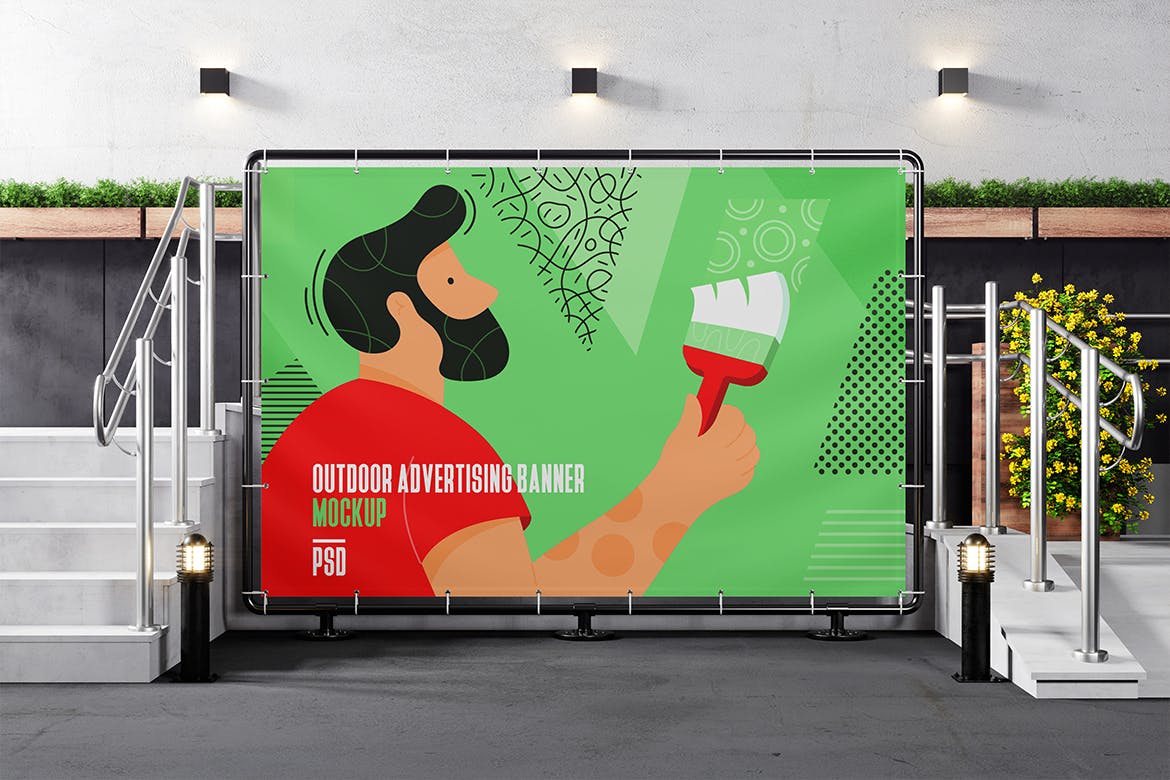 户外广告架横幅模型样机