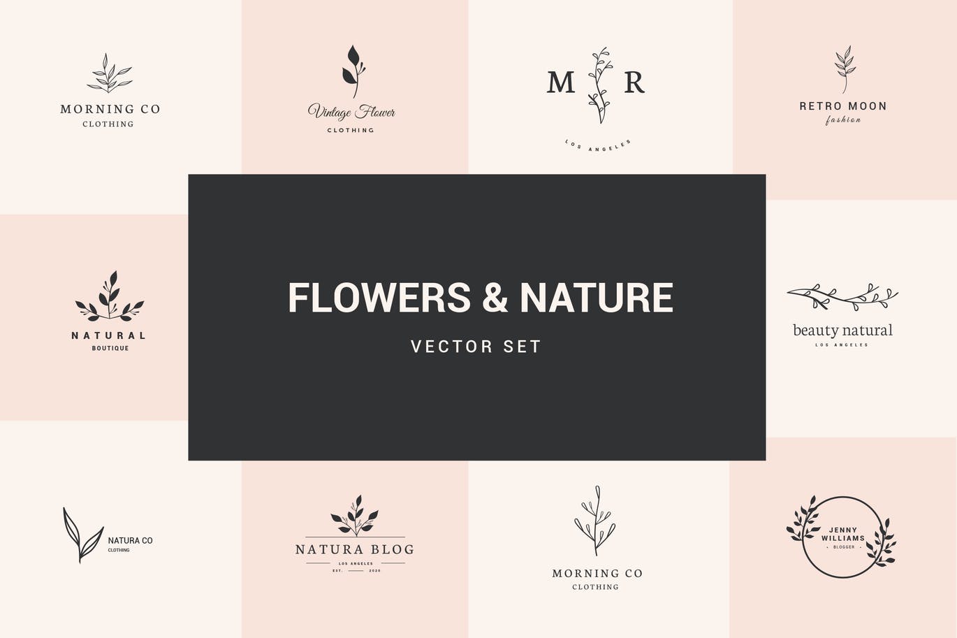 简约多用途的植物矢量标志logo设计集合