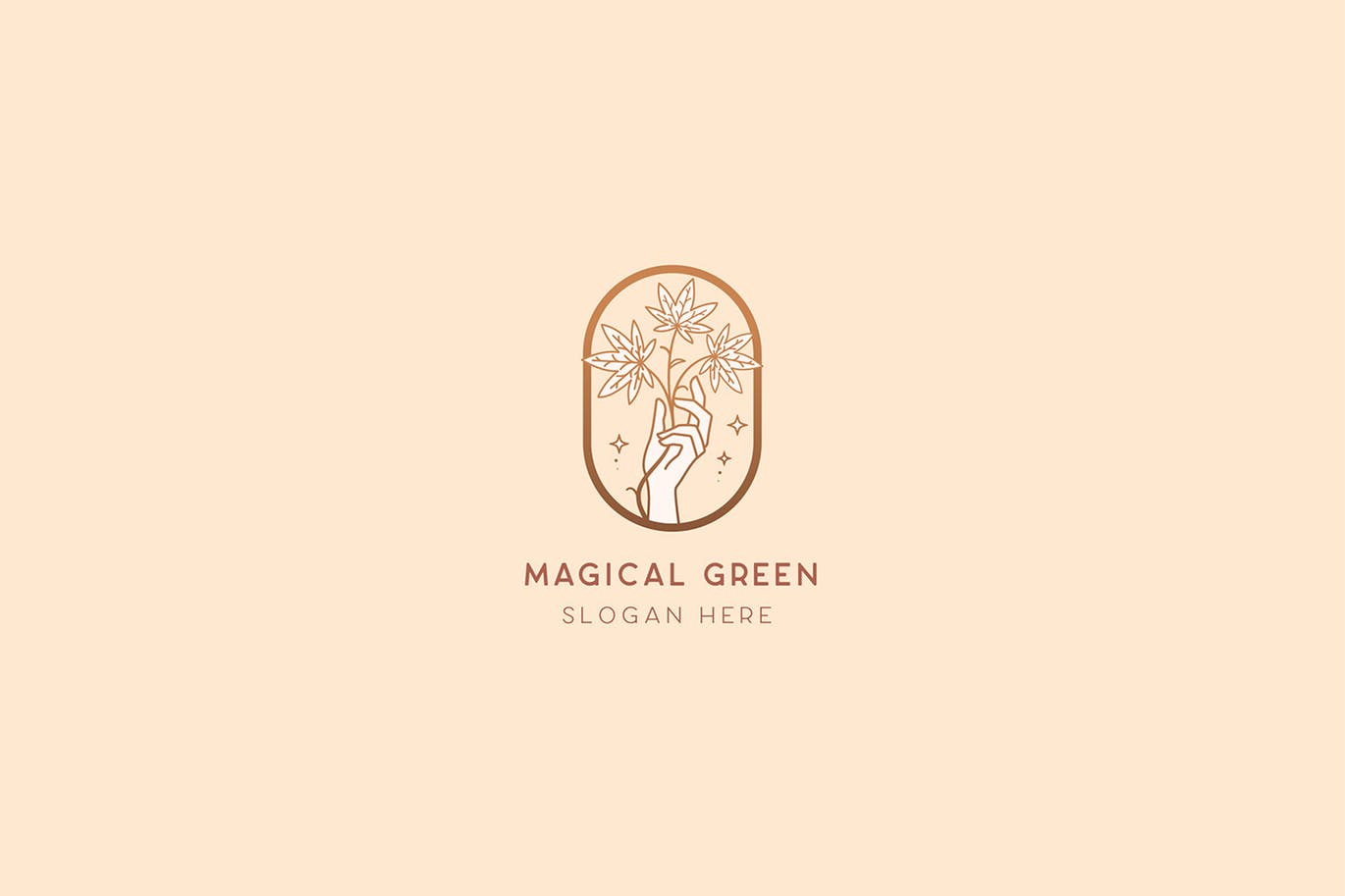 时尚高端简约优雅的神奇魔法树叶女性美容院logo标志设计模板