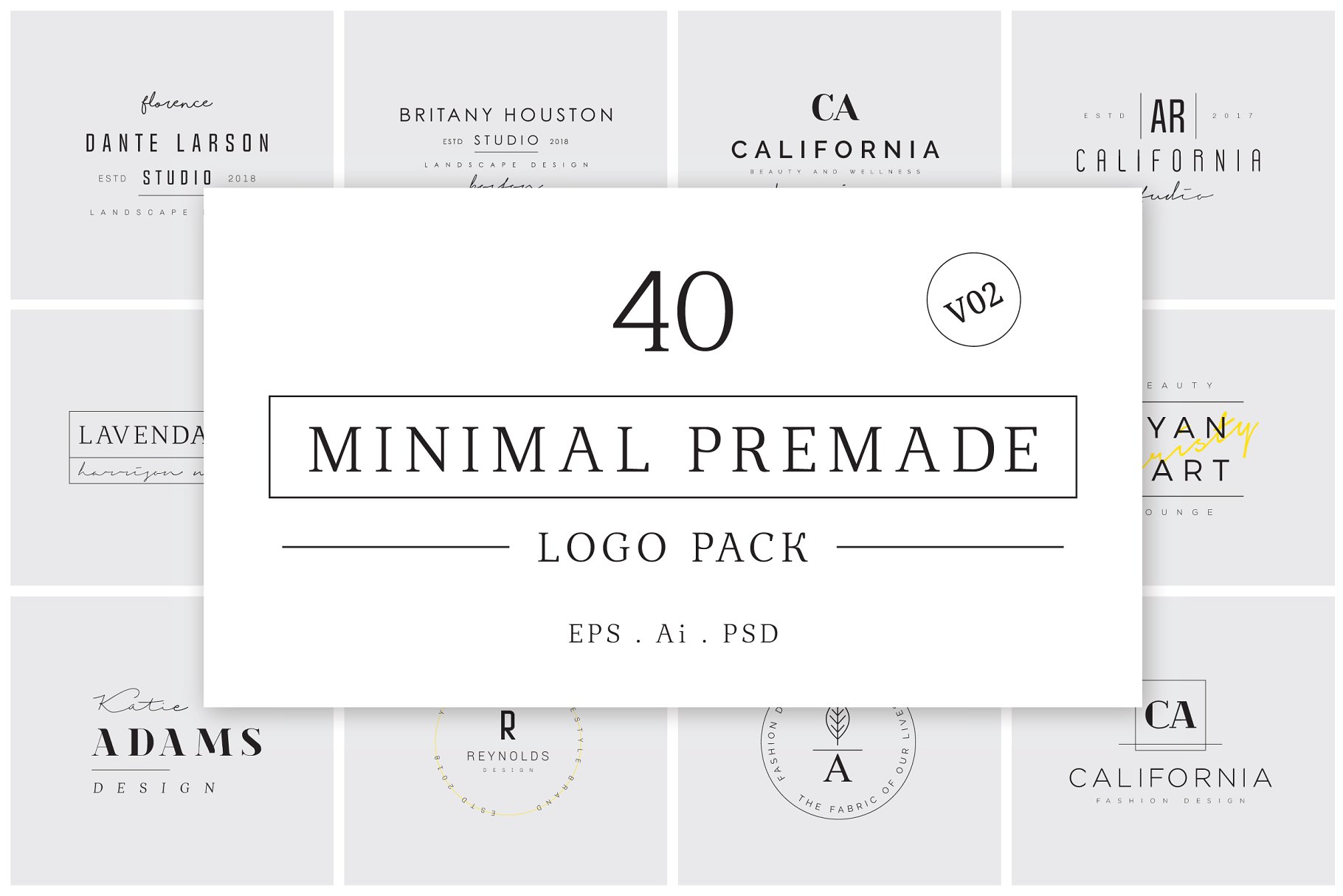 40个极简主义logo素材 Minimal Premade Logo Bundle V02