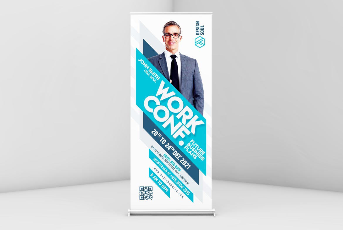 会议宣传、展示易拉宝模板下载（PSD）