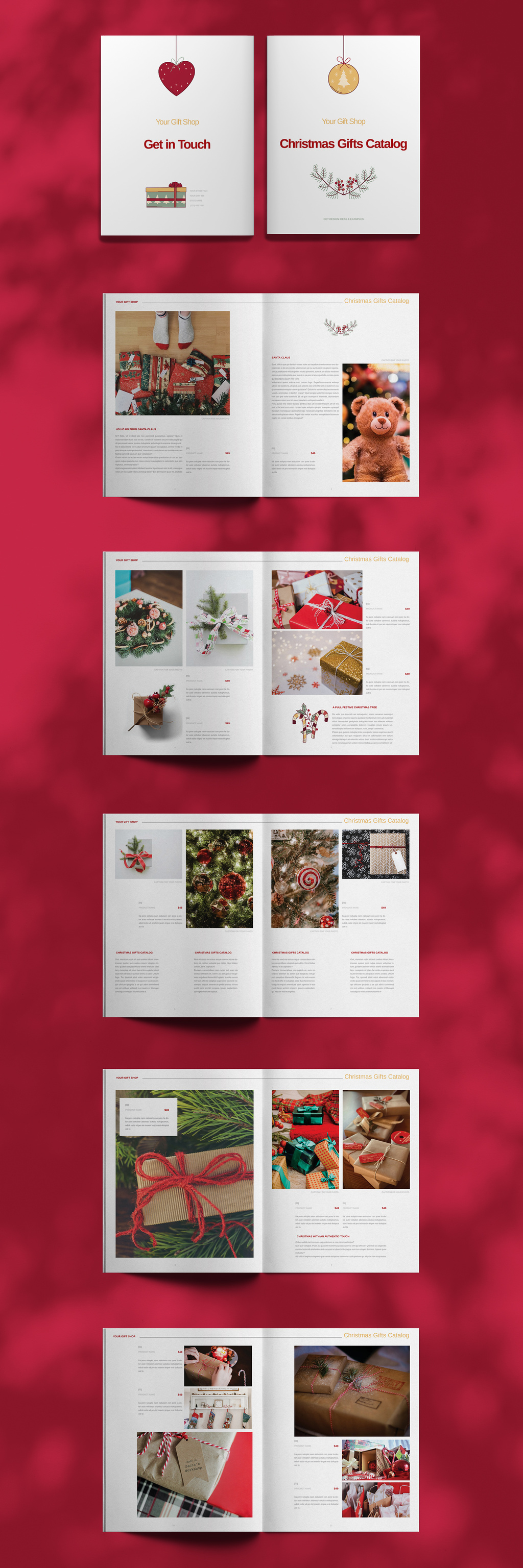 圣诞主题杂志目录布局排版设计模板