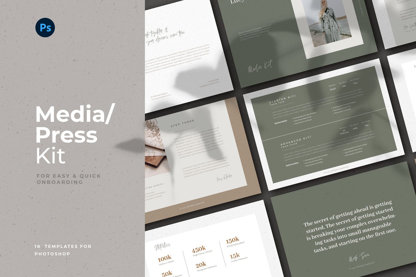 莫兰迪优雅服装品牌手册画册宣传册杂志设计模板-PSD