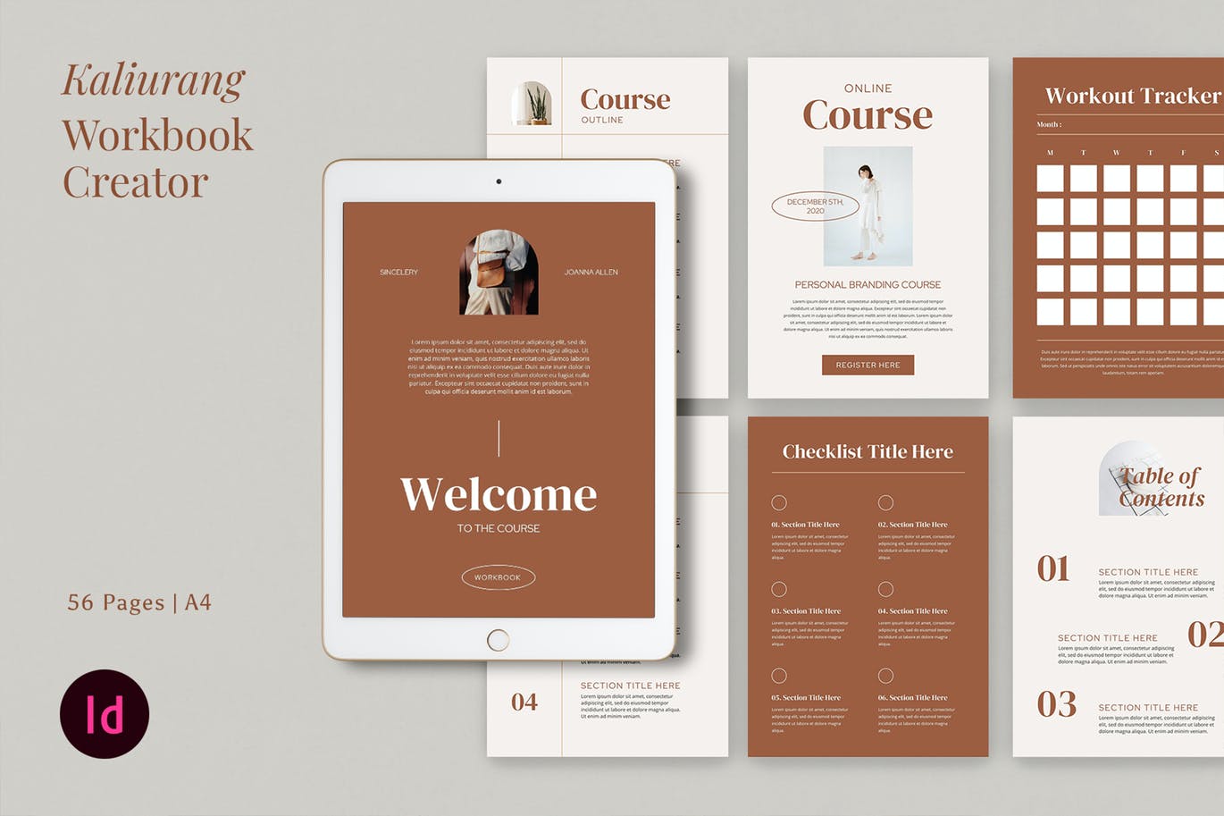 56页莫兰迪色系优雅工作计划表格画册宣传册杂志设计模板