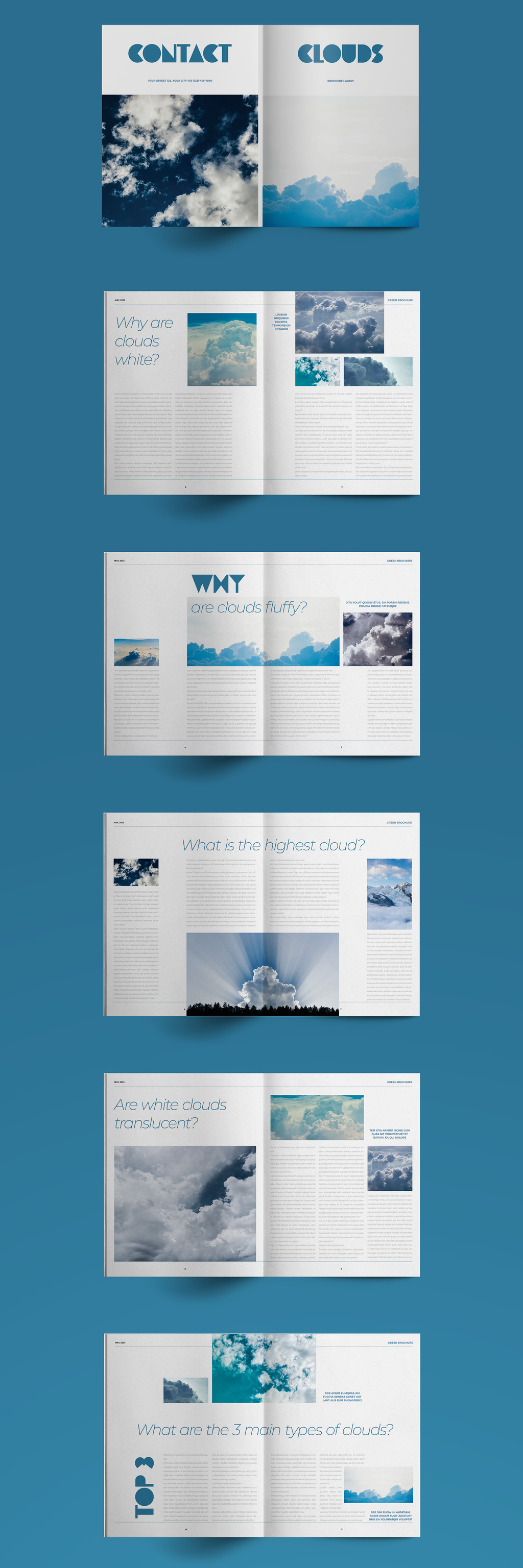 蓝色商业宣传册杂志布局设计模板